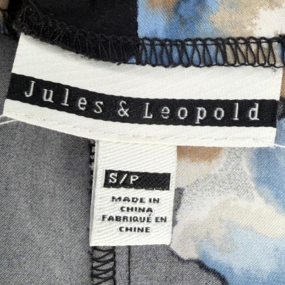 Jules & Leopold Floral Wide Leg Pull On Crop Pants Black Blue CHU24829 Small - Picture 7 of 10